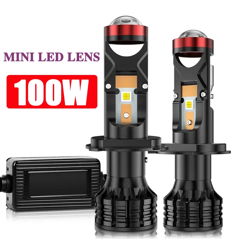 

H7 H4 LED Lens Projector Mini Bi LED Lens Car Headlight 6000K 100W Projector Auto Motorcycles HeadLamp Accessories For Vehicles