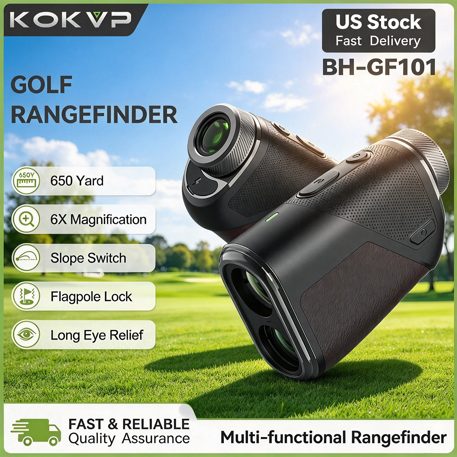 1200 Yard Golf Rangefinder 6X Magnification Rechargeable High Transmittance LCD Slope Compensation Flag Lock Vibration Feedback Metal for Golf & Outdoor Measurement