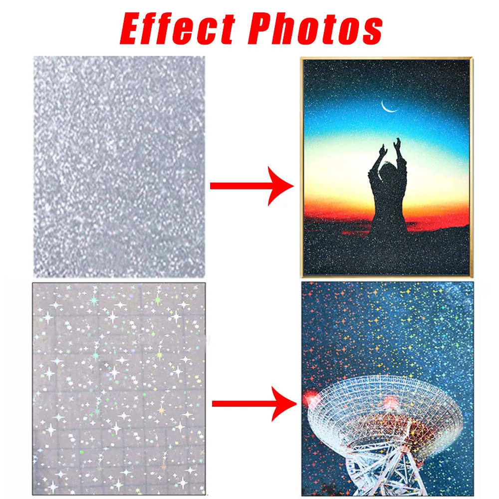 Holographic Glitter Laser Self Adhesive Waterproof  Vinyl Stickers A4 Size Overlay Photos Windows Laptops Decorations 10pcs Sets