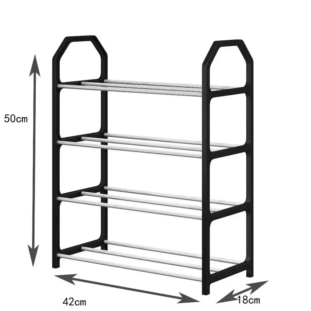 black/white/gold Living Room Shoe Storage Rack Compact Metal Design Sturdy Construction Black Finish Large Capacity Assembly