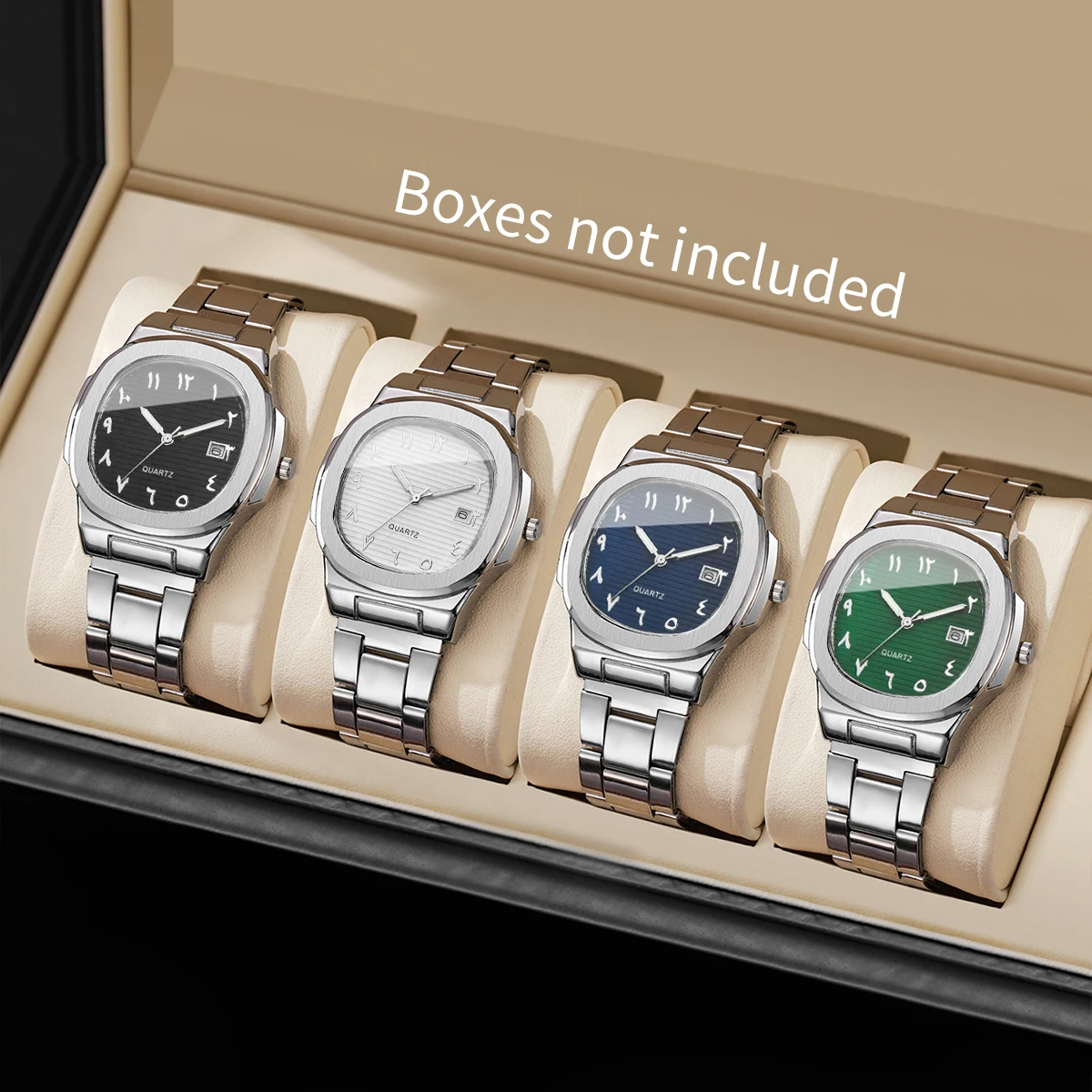 1/2/4PCS Fashion Square Dial Men Business Watches Luxury Calendar Quartz Wristwatch Reloj Hombre (WithoutBox)