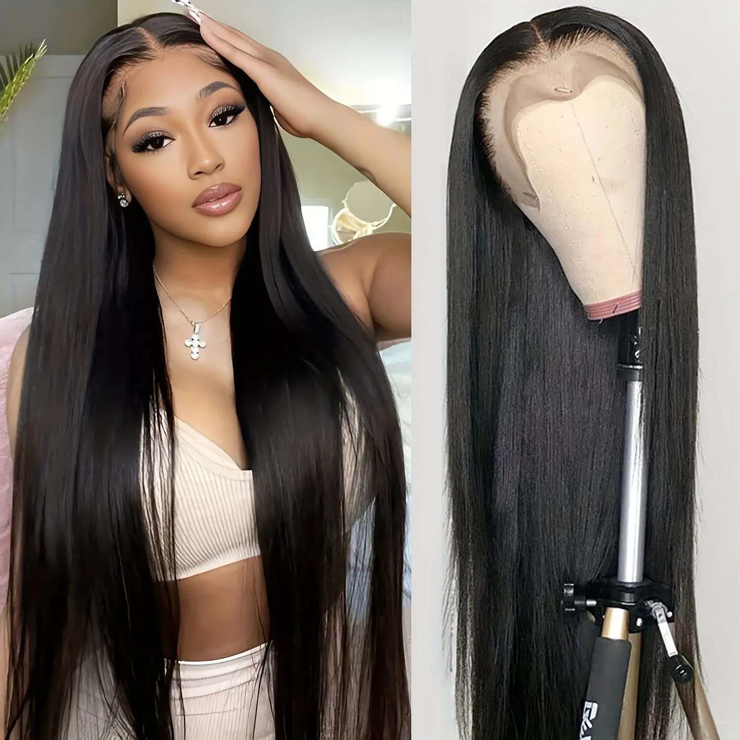 Straight Lace Front Wig 13x4 HD Lace Human Hair Wigs Pre Plucked Bleached 13x4 Front Straight Brazilian Human Hair Wig for Women