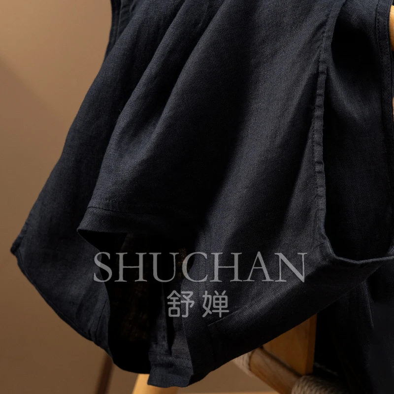 Black Dresses Women The Simpler The More Advanced! Ark Fengshen 100 Linen Loose Vest Dress H Women 2Y09