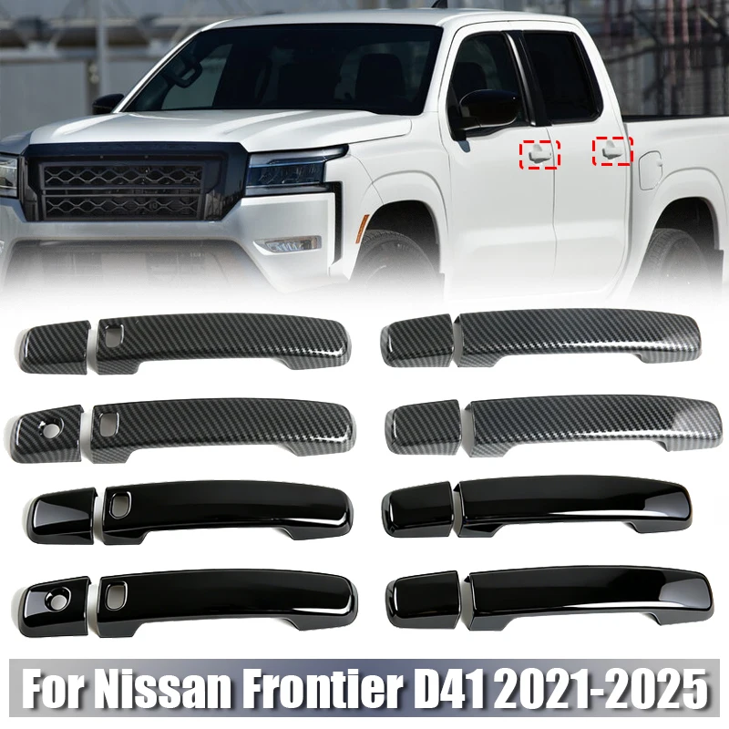 

Для Nissan Frontier 2021-2025: Накладки на ручки боковых дверей (черные/хром/под карбон), ABS, 8 шт.