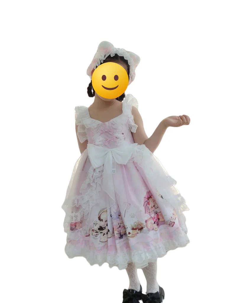 

Girls' Lolita Princess Dress, Cute Puffy Dress with Bowknot & Ruffle Rim