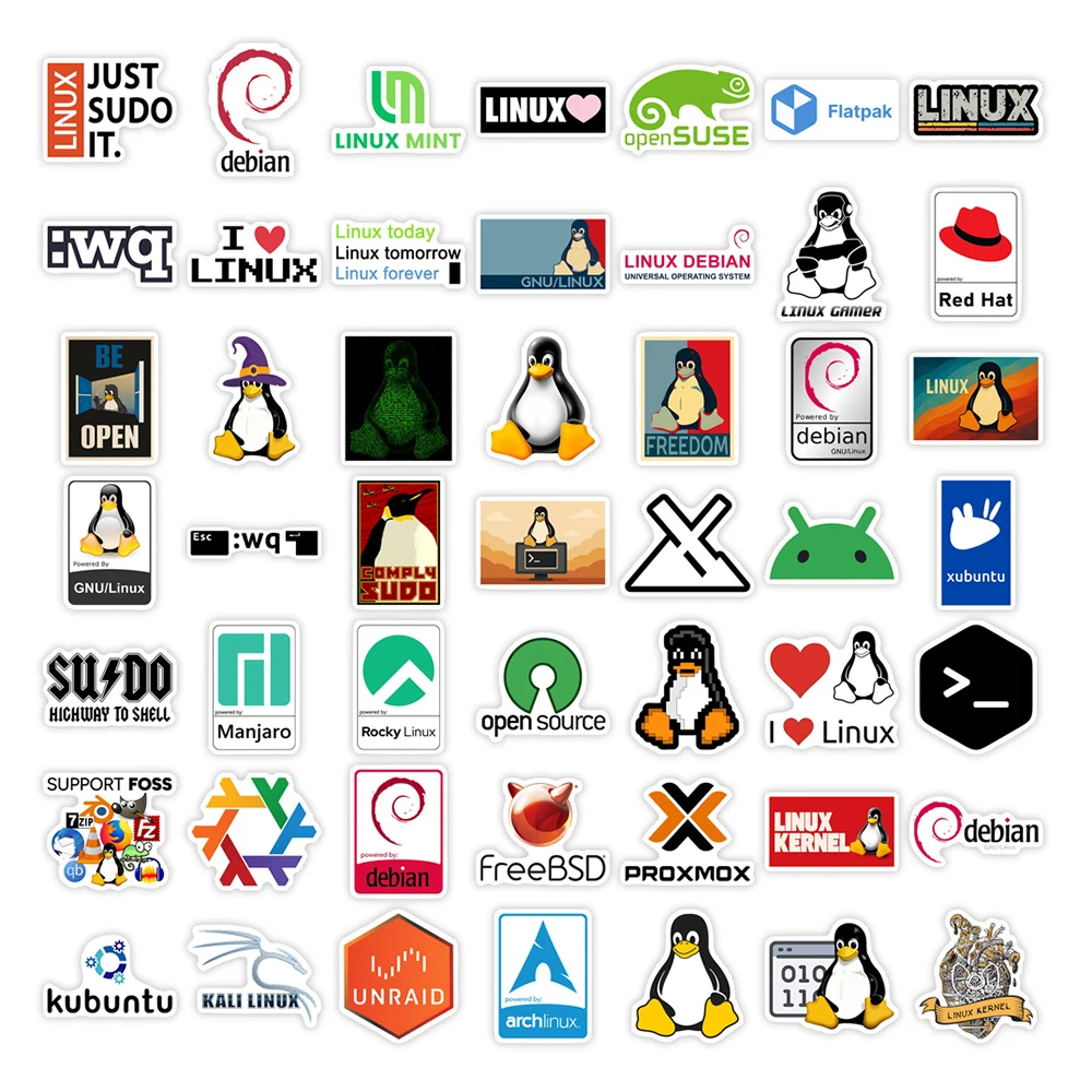 Cool Linux Open Source Sticker Vinyl Waterproof Decor DIY Toy Gift for Developer Programmer Laptop Skateboard Phone Case Luggage view 6