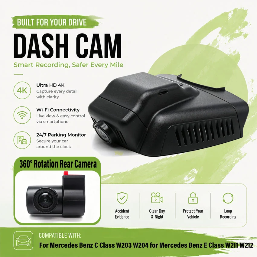 Dedicated DashCam For Mercedes Benz C Class W203 W204 for Mercedes Benz E Class W211 W212 Car DVR Plug and play Dash Cam Camera