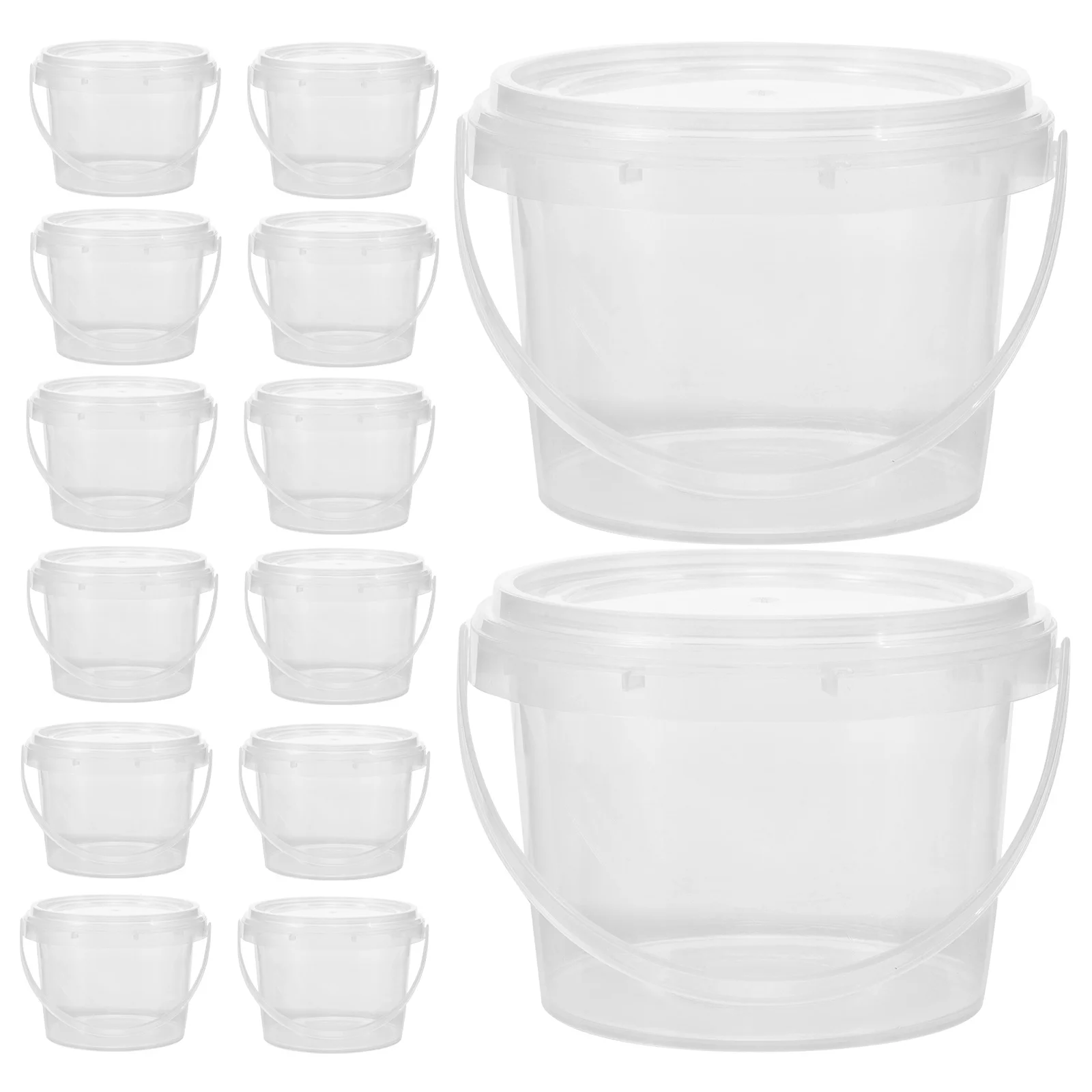 20Pcs Soft Mud Storage Box Durable Plastic Paint Bucket Portable Handle Lid Multipurpose Storage Container Kitchen Organizer