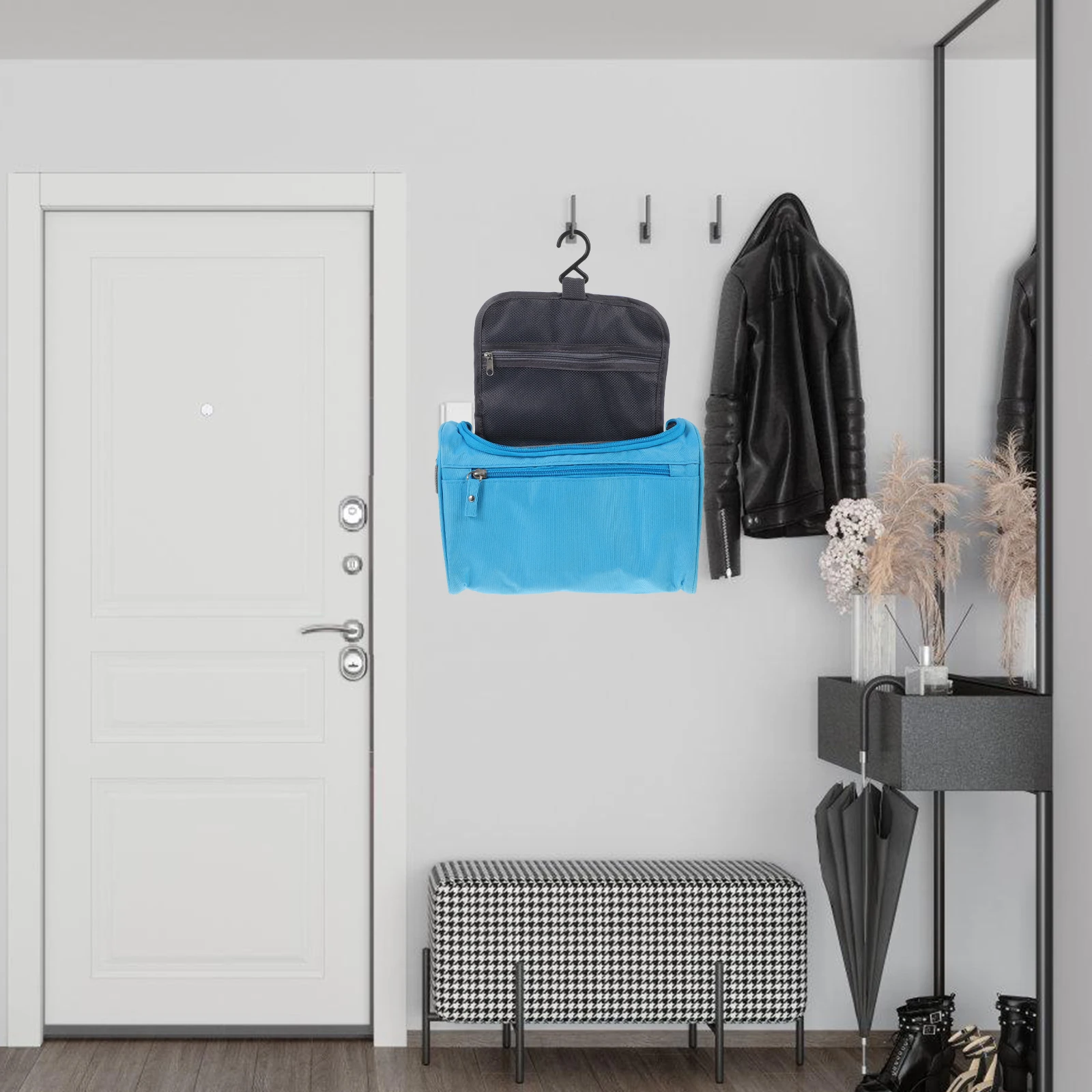 

Waterproof Toiletry Bag Travel Makeup Organizer for Women Men Small Pouch with Hook Stand Upright Durable Polyester