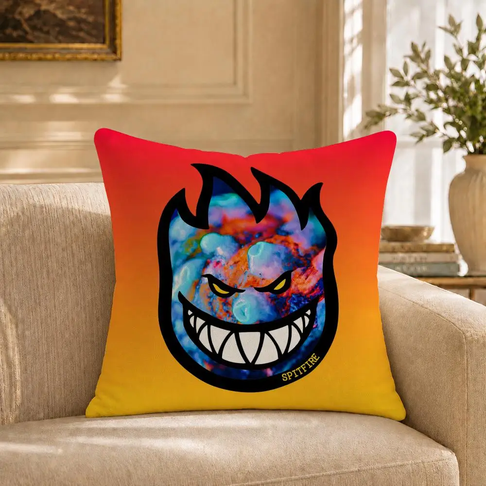 brand S-Spitfire Wheels Cushion Cover Short‑plush Cushion Cover,Breathable,Skin‑friendly,Washable,room Sofa Decor Gift