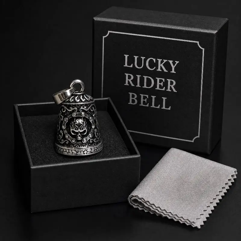 Vintage Skull Embossed Motorcycle Rider Bell Metal Hanging Charm Pendant Perfect Biker Birthday Present Gift