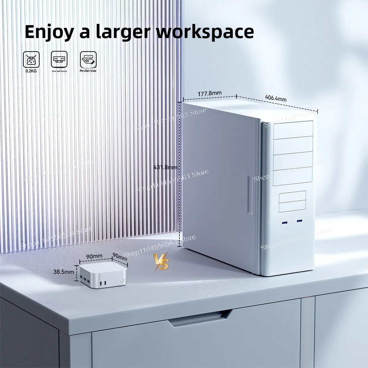 N150 Mini PC, Triple 4K Display Output Compact Desktop Computer for Business Office and Portable Use