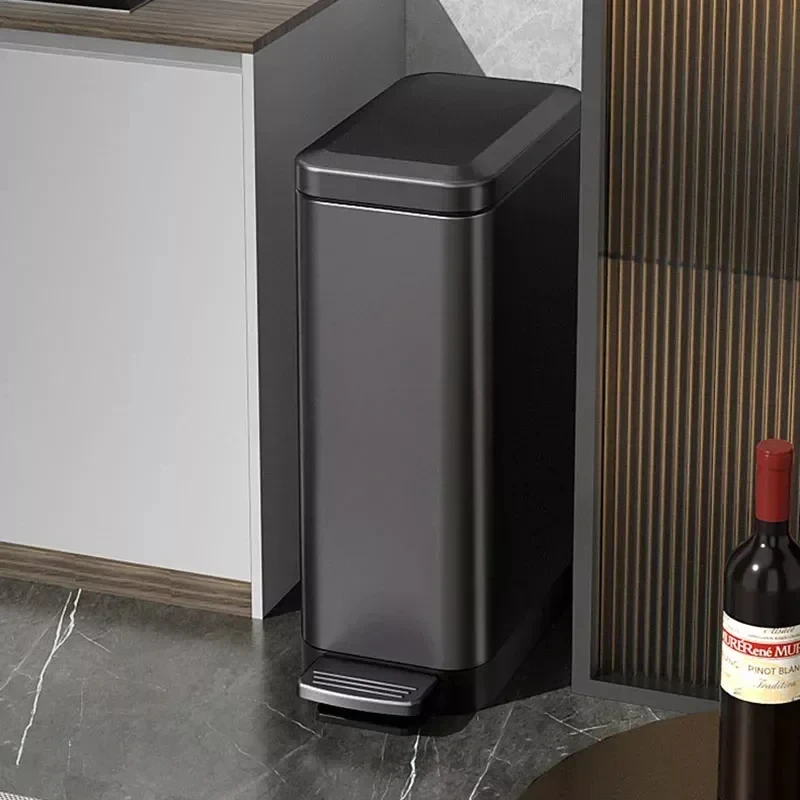

Узкий мусорный бак для ванной комнаты, педаль, всплывающая комната, скрытая крышка, мусорный бак, современный садовый мусорный бак Ferramentas De Limpeza для кухни
