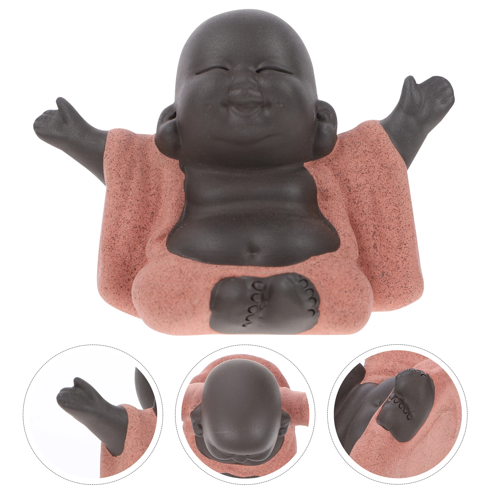 

Ceramic Tea Pet Mini Buddha Statue Hand Carved Figurine Home Decor Desk Office Dorm Room Table Display Piece