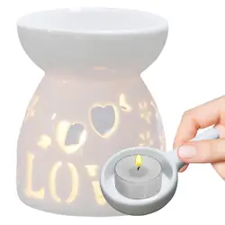 Wax Melt Essential Oil Burner Ceramic Candle Holder White Hollow Design Aromatherapy Tarts Assorted Wax Scented Candle Warmer