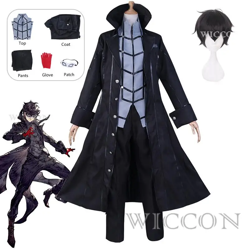 Amamiya Ren juego de Cosplay Persona 5 disfraz de Cosplay peluca uniforme chaquetas conjunto completo disfraz de fiesta de Halloween para hombres