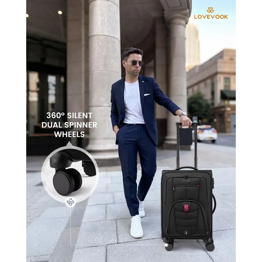 على الأمتعة 22 × 14 × 9 معتمدة من شركة الطيران، حقائب مقاس 22 بوصة مع عجلات دوارة، حقيبة حمل ناعمة مع قفل TSA للرجال والنساء #2