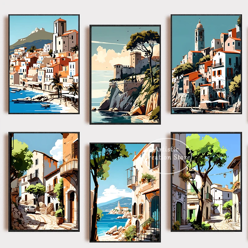 Enchanting Corsica Bonifacio Vista Poster Canvas Painting Prints Wall Picture for Nordic Living Room Club Wall Home Decor Gifts