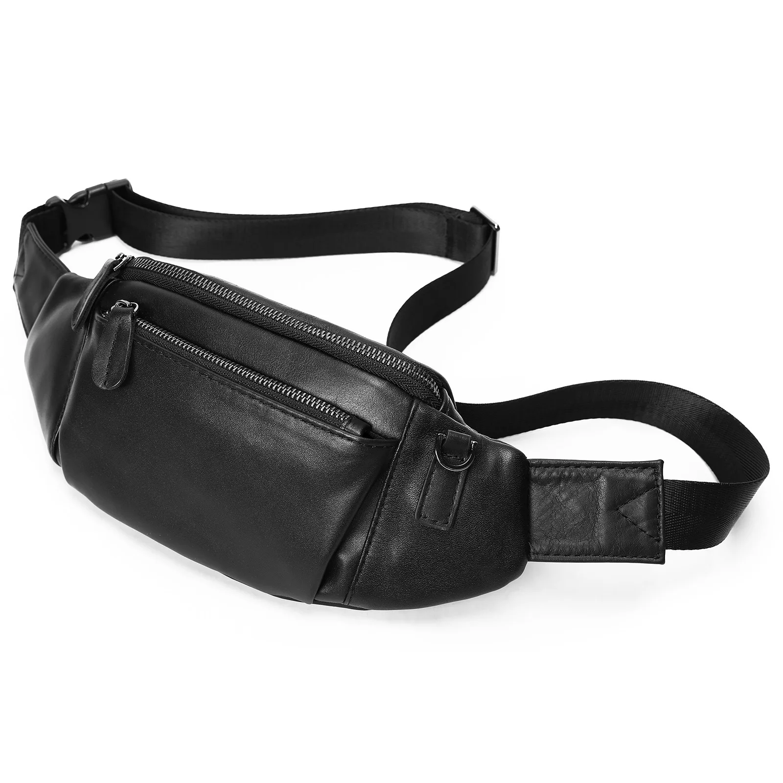 

Черная мужская поясная сумка из натуральной кожи, новинка 2025 года, повседневная сумка из коровьей кожи, многофункциональная дорожная нагрудная сумка для маленьких мальчиков