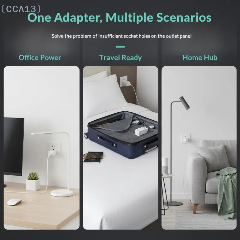 〔CCA13〕125 Degree Rotatable US Wall Plug Extender 3 Outlet Multi Adapter 1/2/3/4 Pack for Home Office Student Dorm