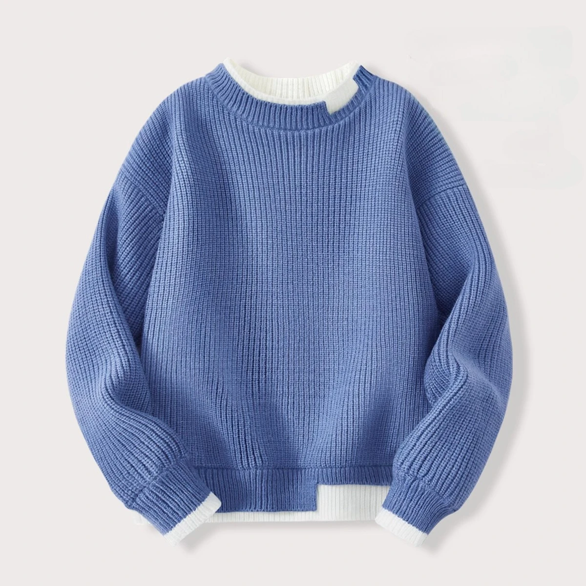 Sweaters Boys' Knit Sweater Blue Fake Two-Layer Pullover Winter Thermal Top for Toddlers  Girls Sweater