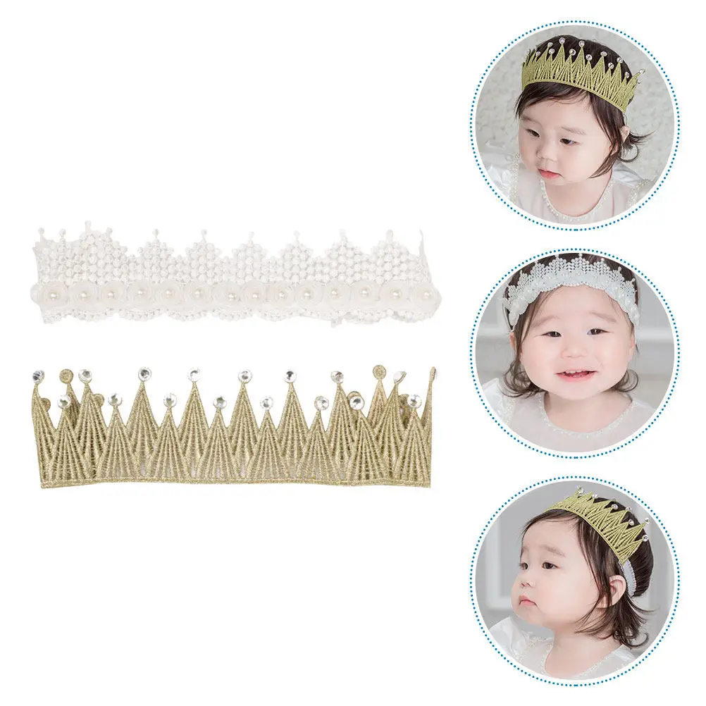 2Pcs Shiny Sequin Crown Hairbands for Newborn Baby Infant Girls Elastic Comfortable Photo Props Party Favors Baby Shower Gifts