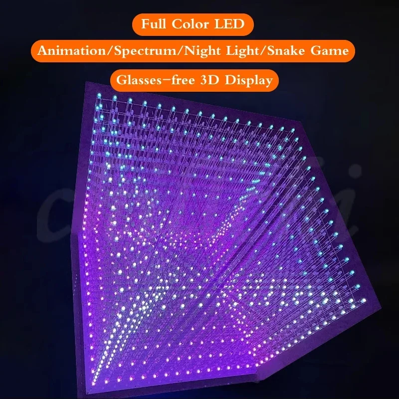 3D16 Light Cube Full Color Naked Eye 3D LED 16x16x16 RGB DIY Electronic Kit KTV Voice Control Ornament