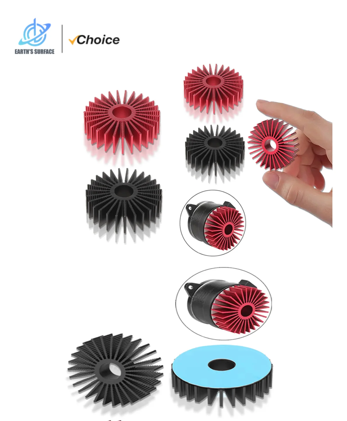 Earth's Surface Red Aluminium Heat Sink for 36 round Motor 3D Printer Part Heat Dissipation Cooling Suitable Accessories Heat
