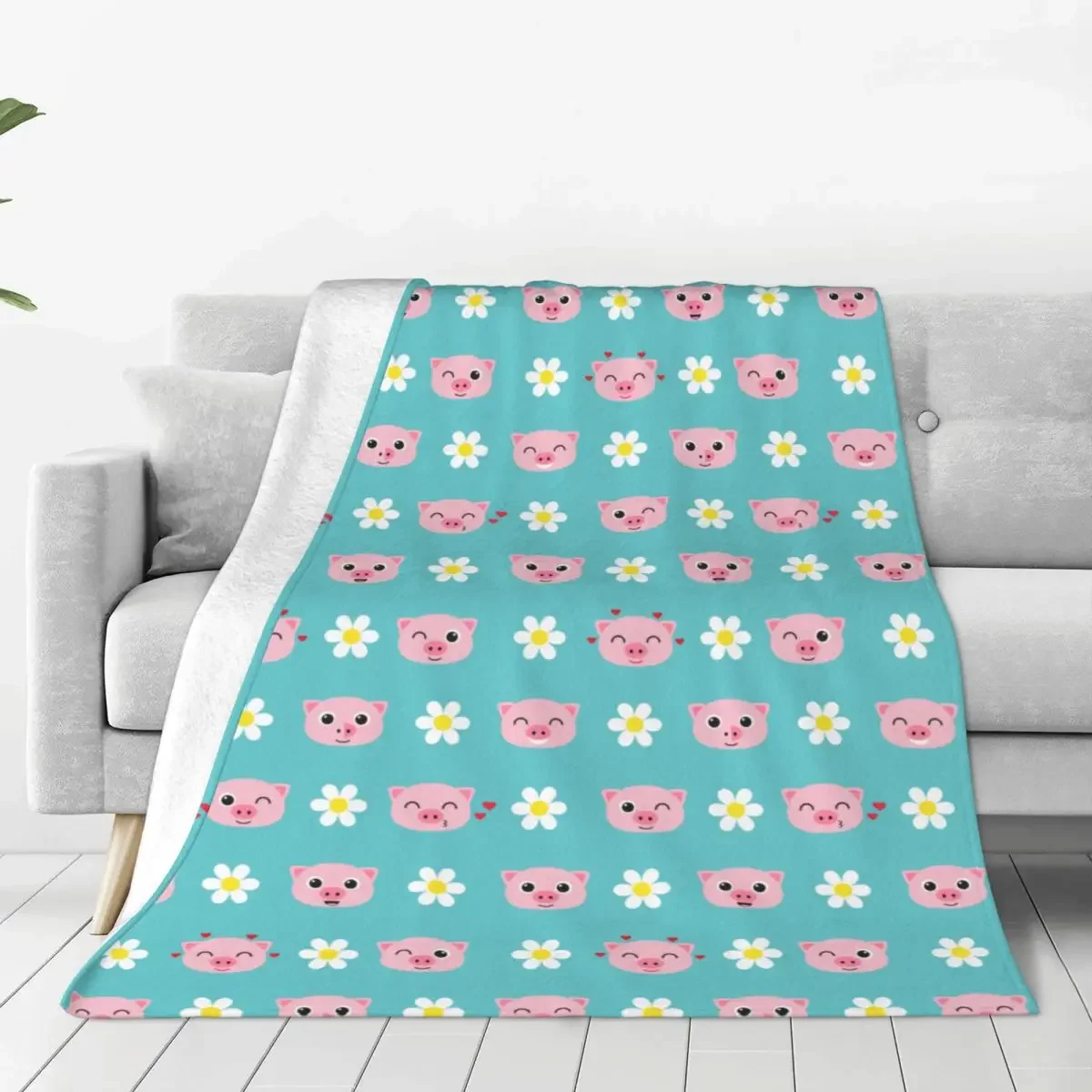 

Cartoon Cute Pig Animal Blanket Coral Fleece Plush Print Breathable Warm Throw Blanket for Bedding Couch Quilt