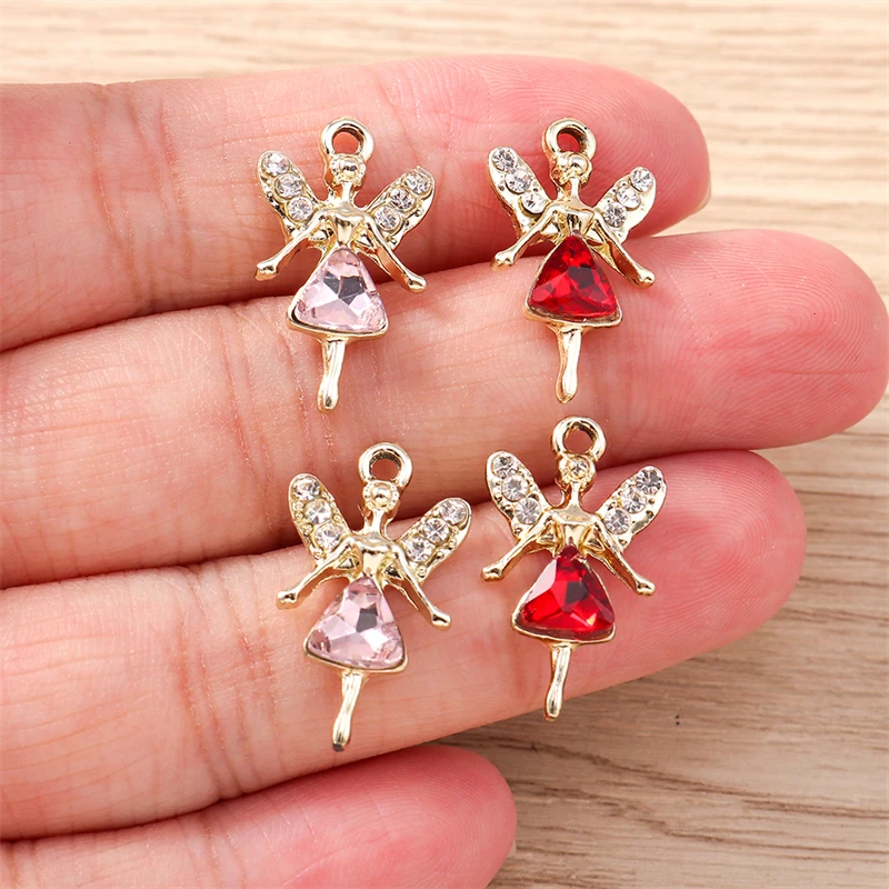 10pcs 13x20mm Elegant Crystal Angel Charms Pendants for Jewelry Making DIY Necklace Earrings Bracelets Handmade Crafts Supplies