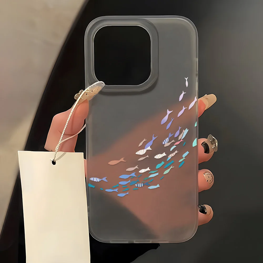

Colorful Fish Ocean Animals Phone Case For iPhone 11 16 13 15 12 14 Pro Max Plus 13 12 Mini Ultra Thin Matte Transparent Cover