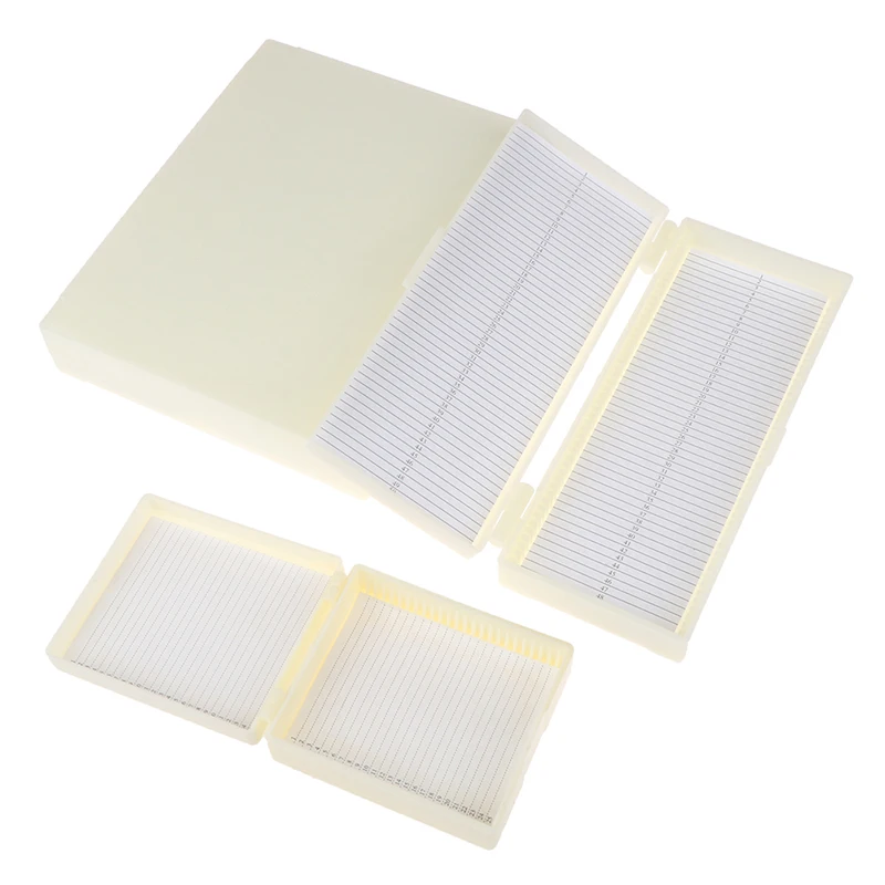 Random Plastic Microscope Glass Slide Box 25/50/100pcs Biological Slices Storage Case Holder For Prepared Microscope Slide