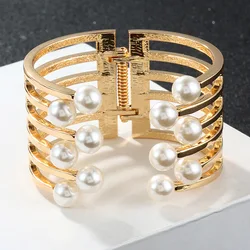 Handmade Multi layer Winding Bracelet Bohemia Pearl Exaggerate Bangle Luxury Women Jewelry