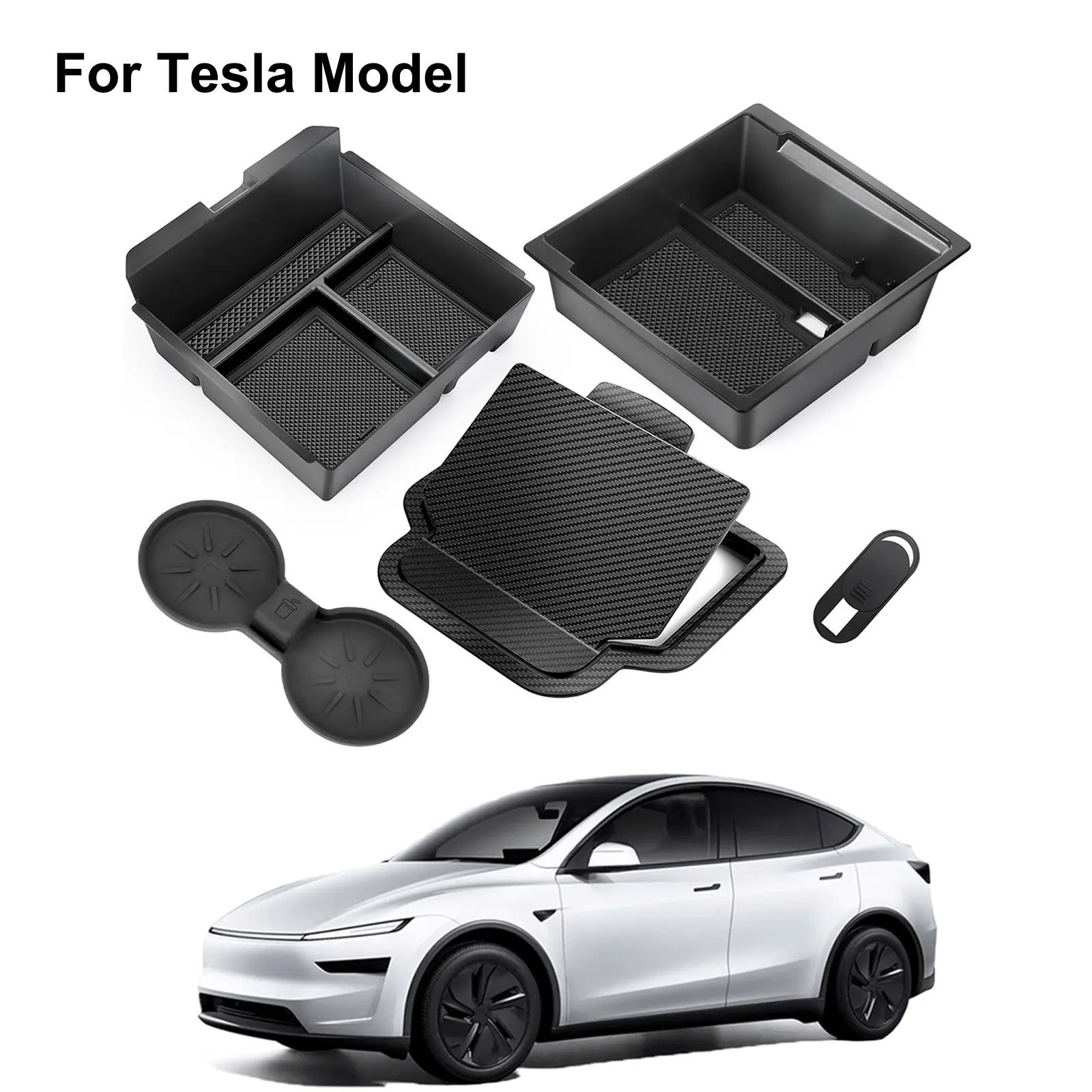 

5PCS Console Armrest Storage Box For Tesla Model Y Juniper 2025 Launch Non-slip Mat Cup Holder for Model 3 Highland 2024 2025