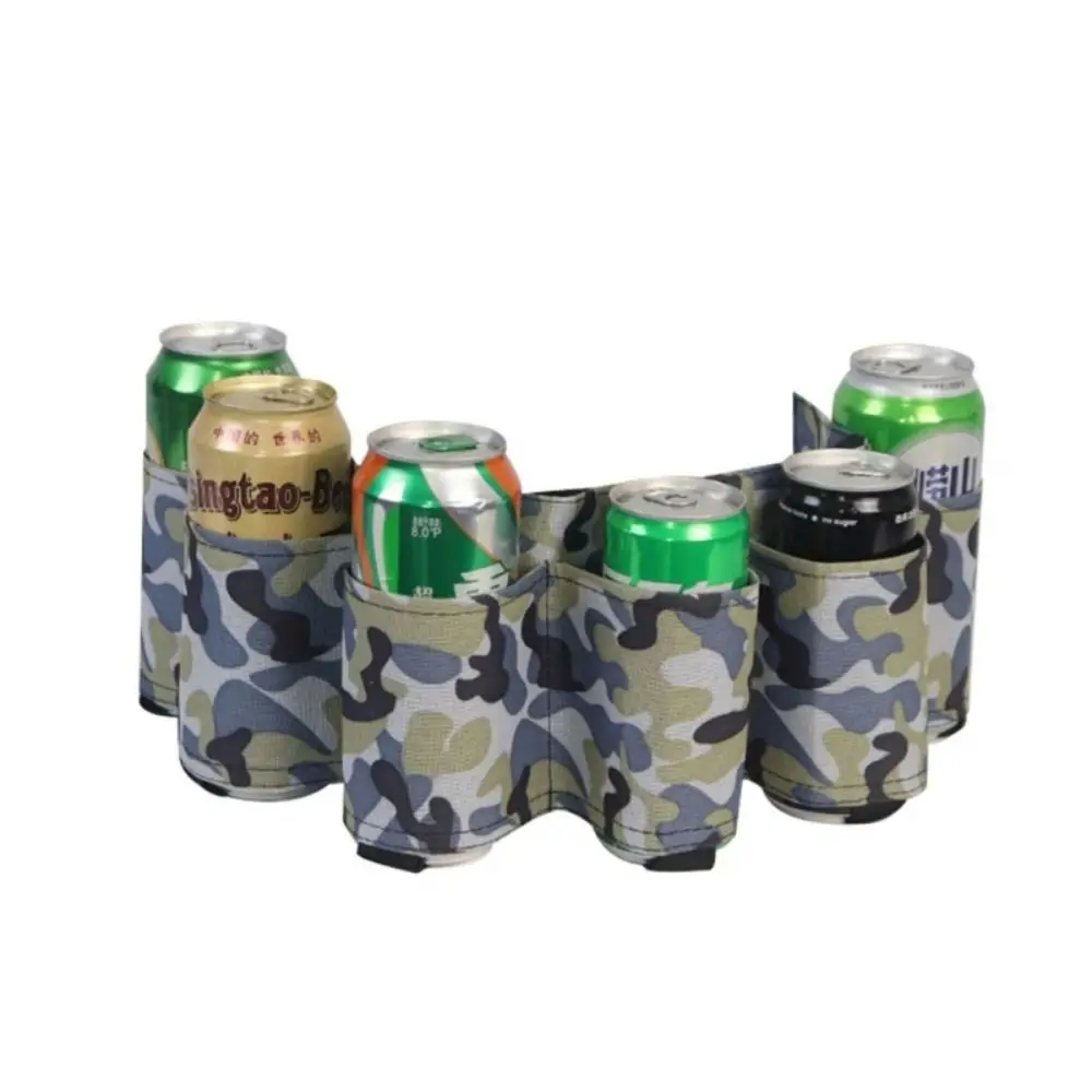 6 Pockets Beer Storage Waist Bag Camouflage 6 Cans Beverage Storage Fannypack Stable Adjustable Beer Belt Holder Waist Pack