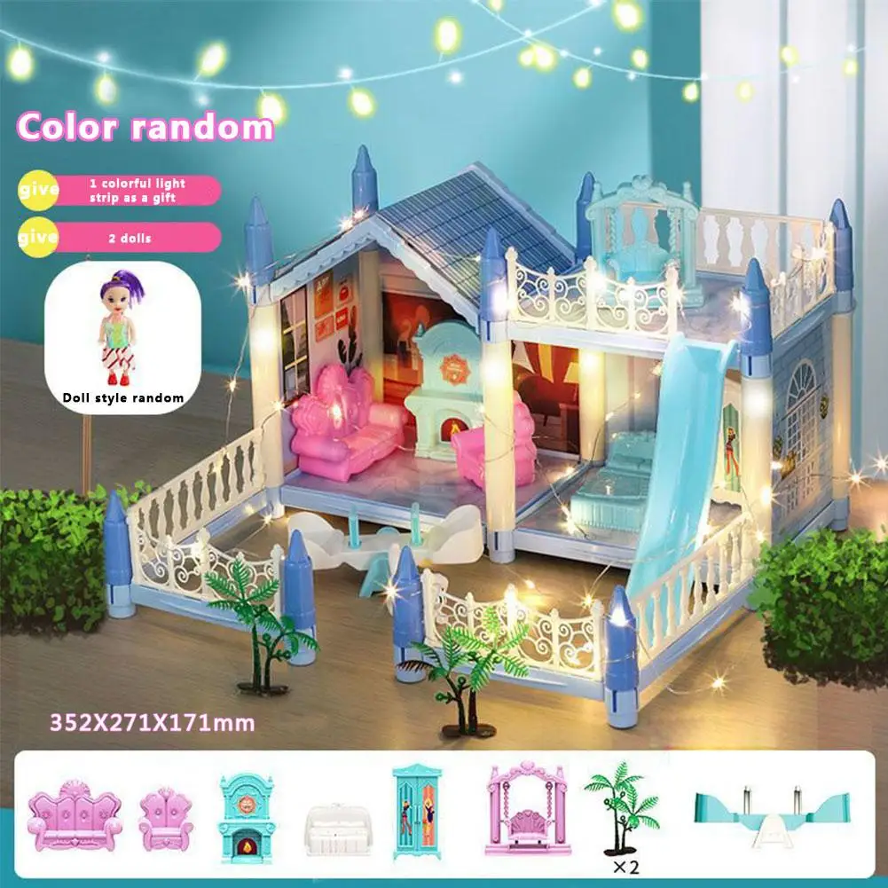 DIY 3D Cottage Lighting Villa Model Assembled Puzzle Doll House Set Family Castle Villa Children Toys Gift