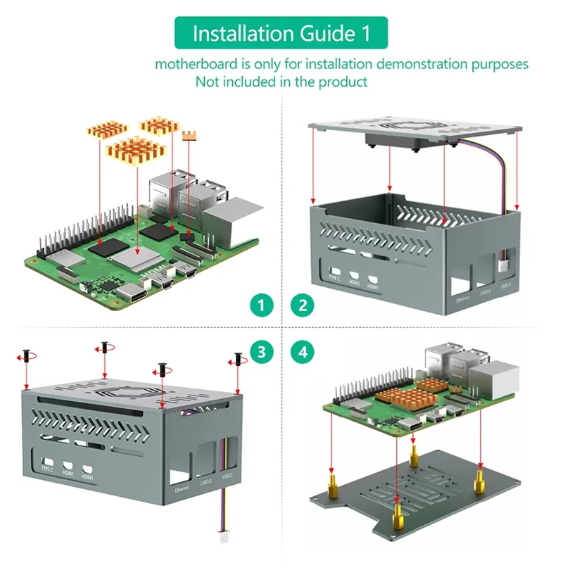 تتضمن حافظة ألومنيوم مصنوعة بشكل جيد لـ Raspberry Pi 5 مروحة 4010 PWM ومبددات حرارة نحاسية لألواح X1000/X1001/X1003/N04/N05 Pcie