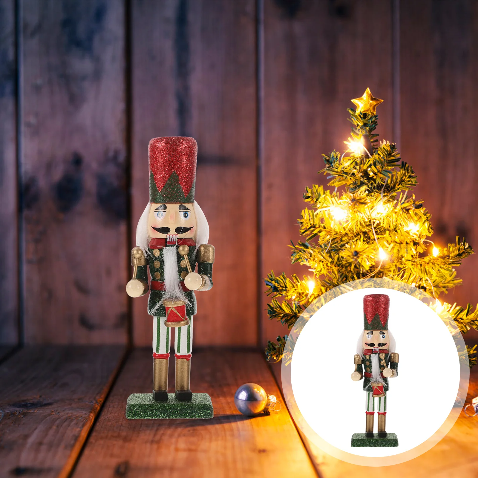 

Wooden Nutcracker Soldier Decoration Handcrafted Christmas Table Display Festive Home Accent Desktop Ornament Holiday Decor