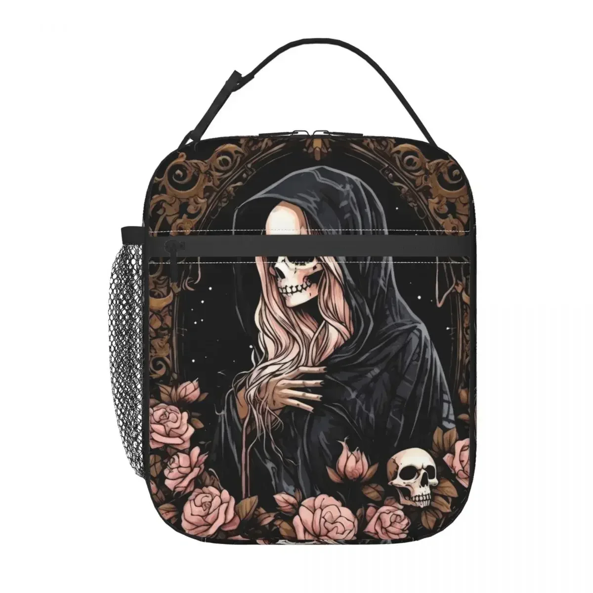 Gothic Skull Lunch Bag The Reaperess Outdoor Picnic Lunch Box For Women Fashion Designer Thermal Tote Handbags Oxford Cooler Bag