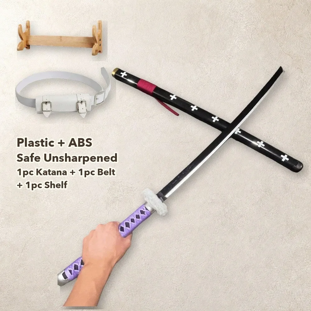 One Piece 39Inch Black Purple Katana Shelf Set Plastic Sword Belt Display Stand Safe Unsharpened Cosplay Display Photo Prop