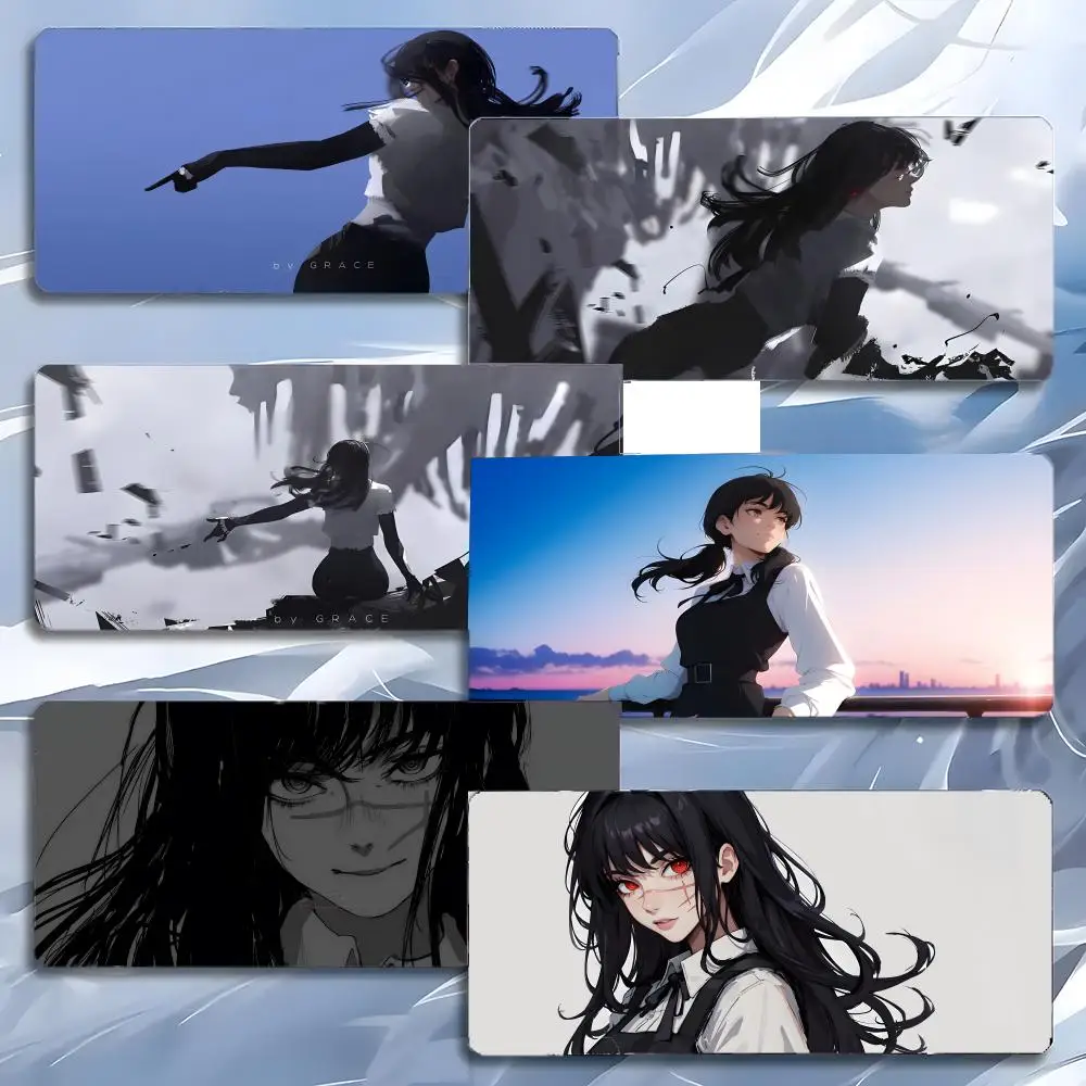 anime devil C-Chainsaw Man Yoru Mouse Pad Mousepad Large Gaming LockEdge Thickened PC Table Desk Mat