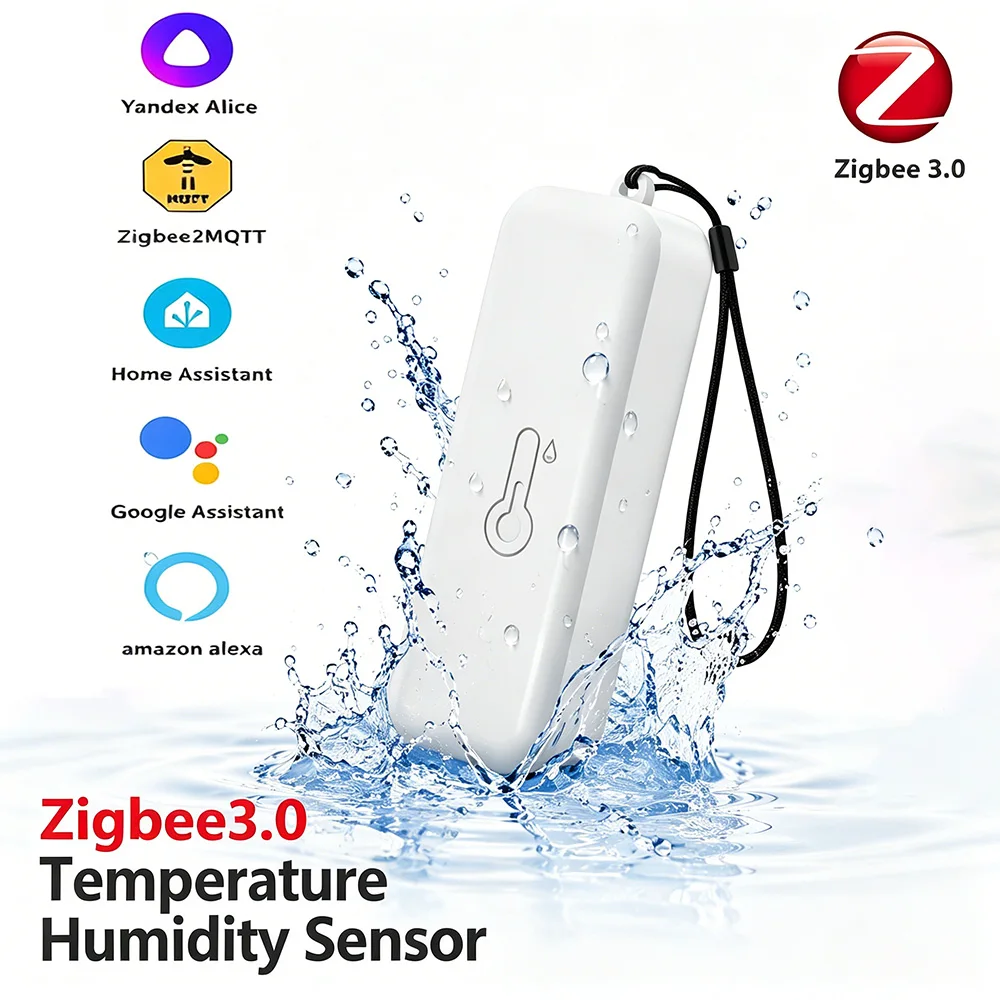 Image of Zigbee 3.0 IP65 Wasserdichter Temperatur- und Feuchtigkeitssensor für Innen und Außen, Kompatibel mit Alexa, Yandex, Zigbee2MQTT, Home Assistant