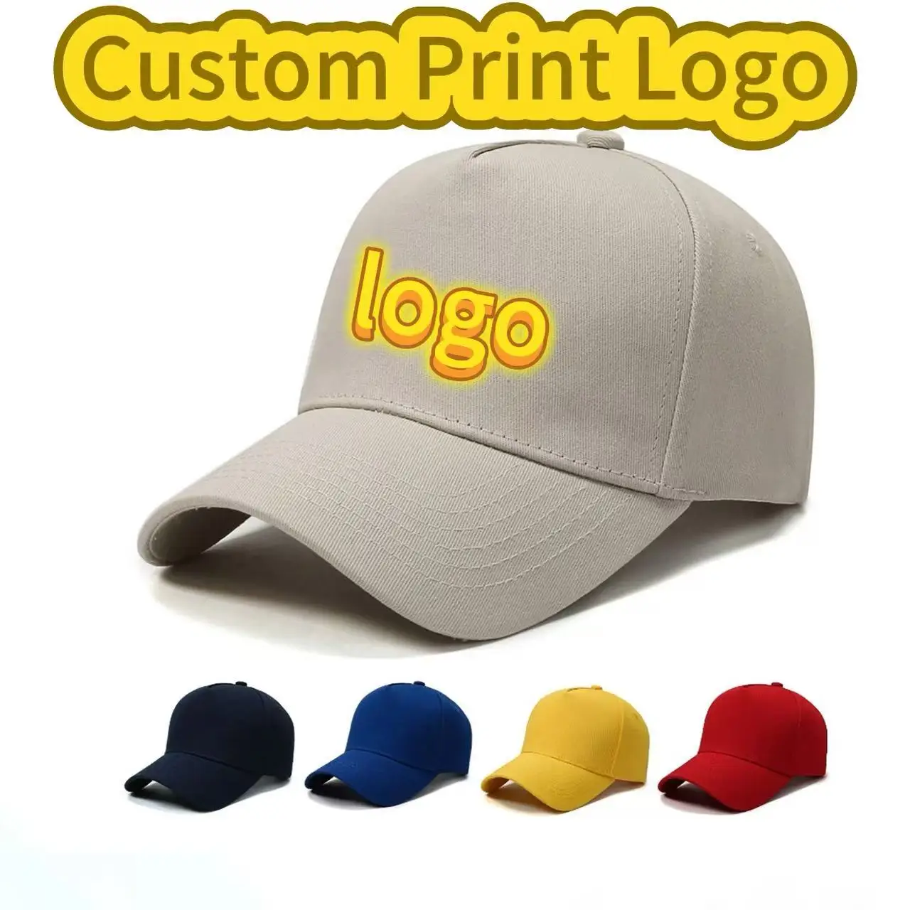 Customized Printed Logo Men's Outdoor Sports Five Piece Baseball Hats Women's Casual Sun Shading Pure Cotton Duck Tongue Caps