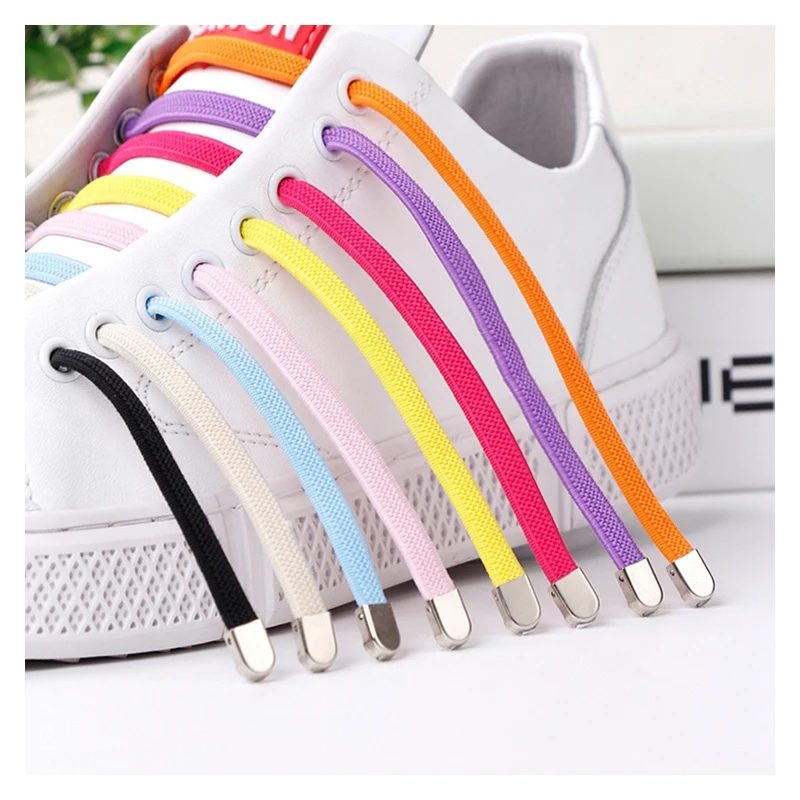 24 Colors Elastic Shoe Laces Without Ties Flat Shoelaces Man And Woman For Sneakers Lazy Shoes Lace metal lock Accessories