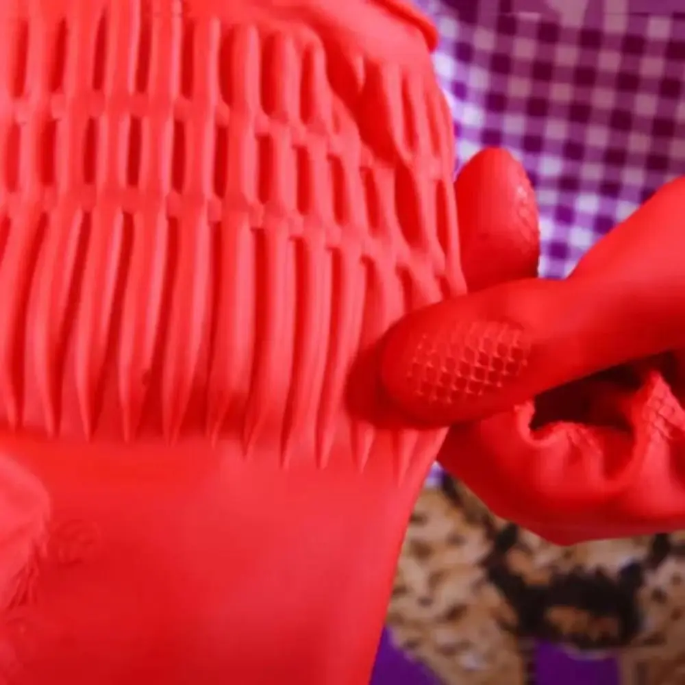 Red Rubber Gloves Thick Protective Extra Long Washing Dishes Gloves Waterproof Antiskid Car Washing Gloves for Cleaning Work