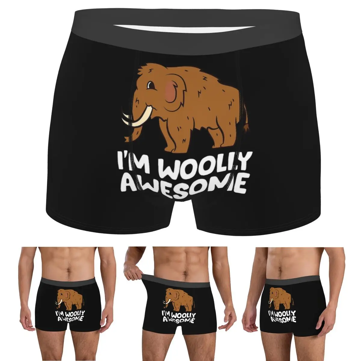 

Boxer Underpants Shorts I'm Woolly Awesome Cute Woolly Mammoth Panties Men's Soft Underwear for Homme Man Boyfriend Gifts