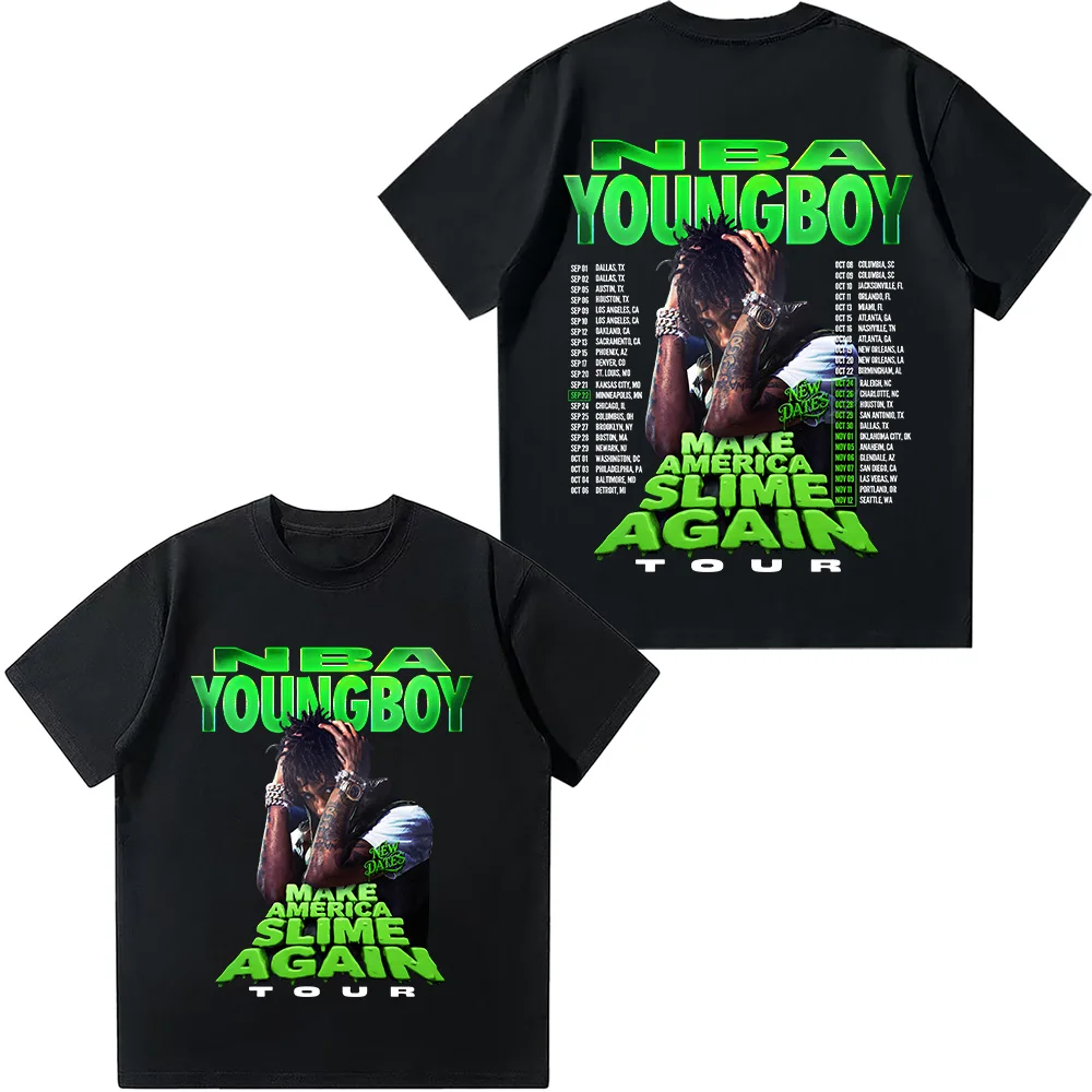 

Футболки YoungBoy Never Broke Again 2025 Tour, винтажный топ в стиле хип-хоп 2025 года, уличная одежда больших размеров для женщин и мужчин, хлопковая футболка высокого качества