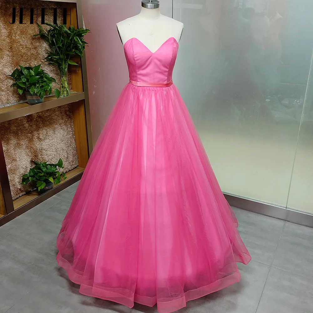 

Elegant Simple Quinceanera Dresses Strapless Prom Party Gown Floor Length robes Rose Pink vestidos de 15 quinceañera