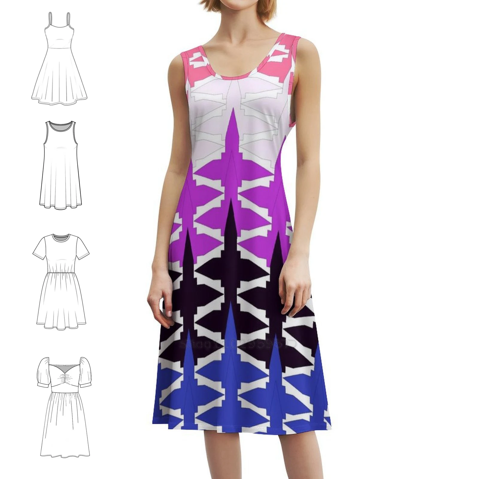 

Gender-Fluid Patterns Women's Hip Hop Streetwear Dress Graphic Print Party Club Wear Gender Fluid Pride Pink White Black Blue