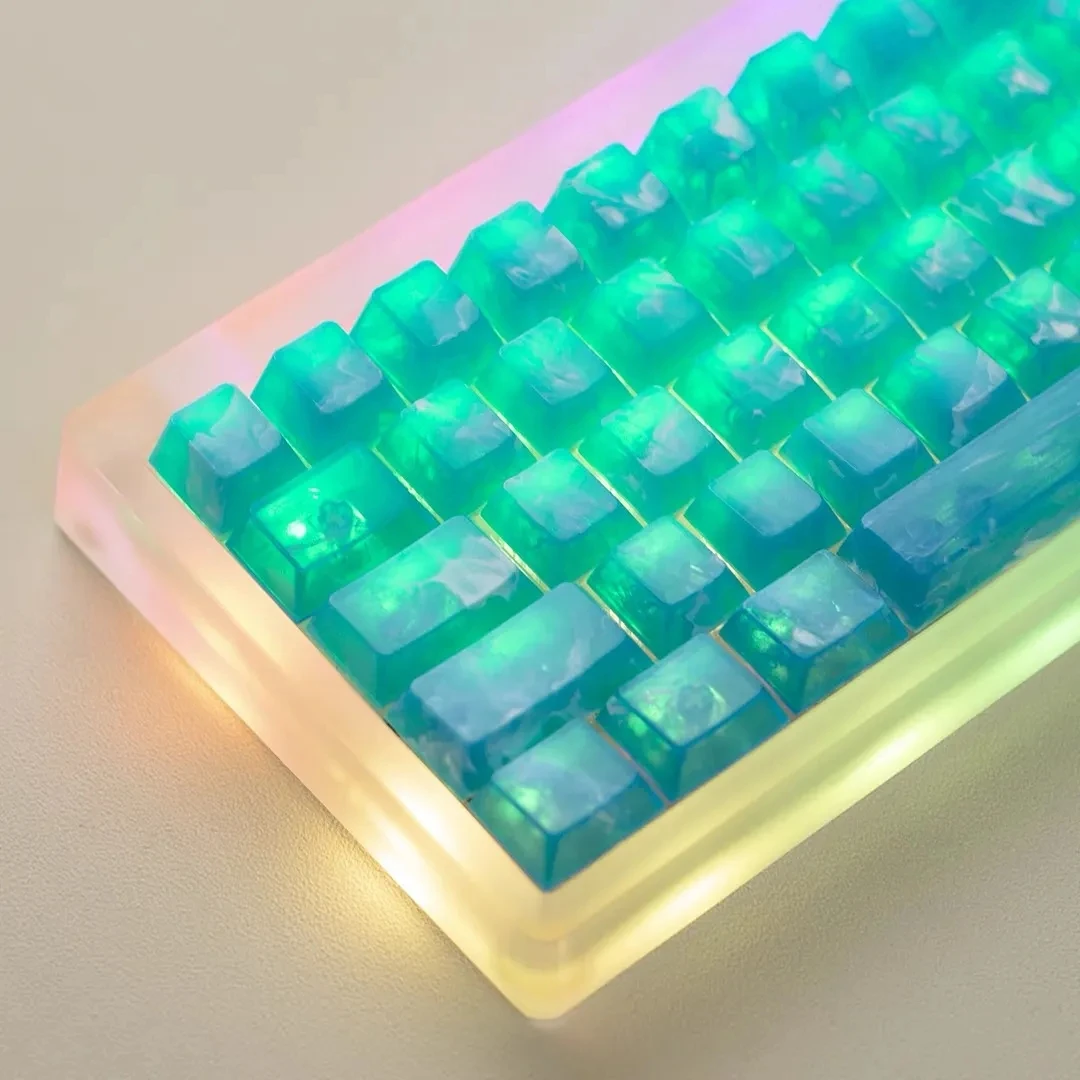 Imagem -02 - Azul Glacie Keycaps Transparentes Faça Você Mesmo para Gaming Teclado Mecânico Perfil Chreey pc Keycap Teclado Rgb Game 130 Chaves